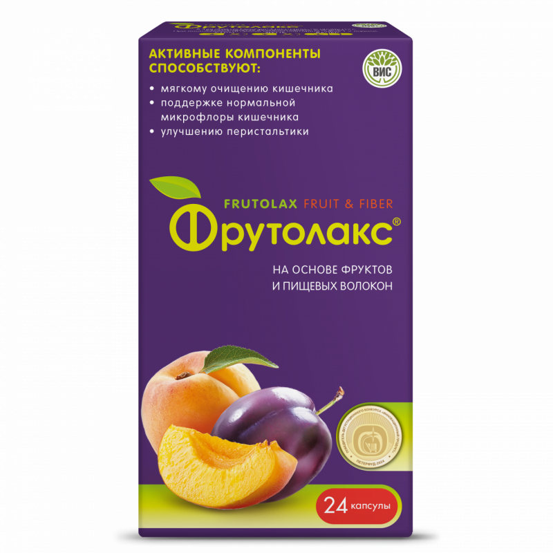 ФРУТОЛАКС на основе фруктов и пищевых волокон (FRUTOLAX Fruit &Fiber) капс 0,35 г N24
